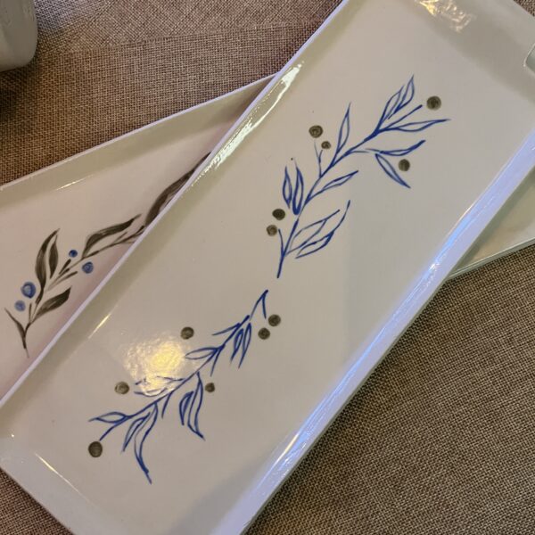Plat à Cake Rameaux d'olivier bleus 🌿 – Image 2