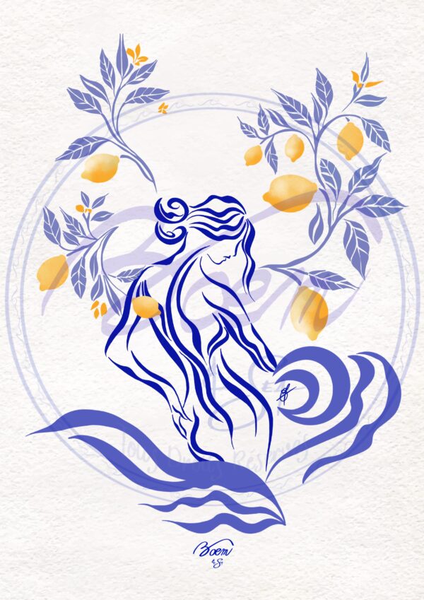 Illustration Femmes Vagues - "Femme Vague Citrons"