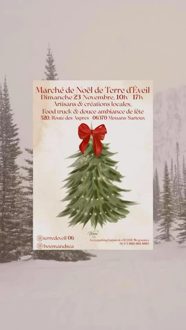✨ Tic tac… tic tac… 🎄
Ce dimanche 23 novembre, de 10h à 17h !
Rejoins-nous au Marché de Noël de Terre d’Éveil pour découvrir l’univers des créateurs sélectionnés.
Pièces uniques, ambiance douce, belles énergies — ne manque pas ça !
Nous vous attendons 💙

.
.
.

créateurs locaux – artisanat – marché de Noël – marché créatif – pièces uniques – art fait main – bien-être – créations méditerranéennes 
.
.
.
#Marchecréatif #CréateursLocaux #Artisanat